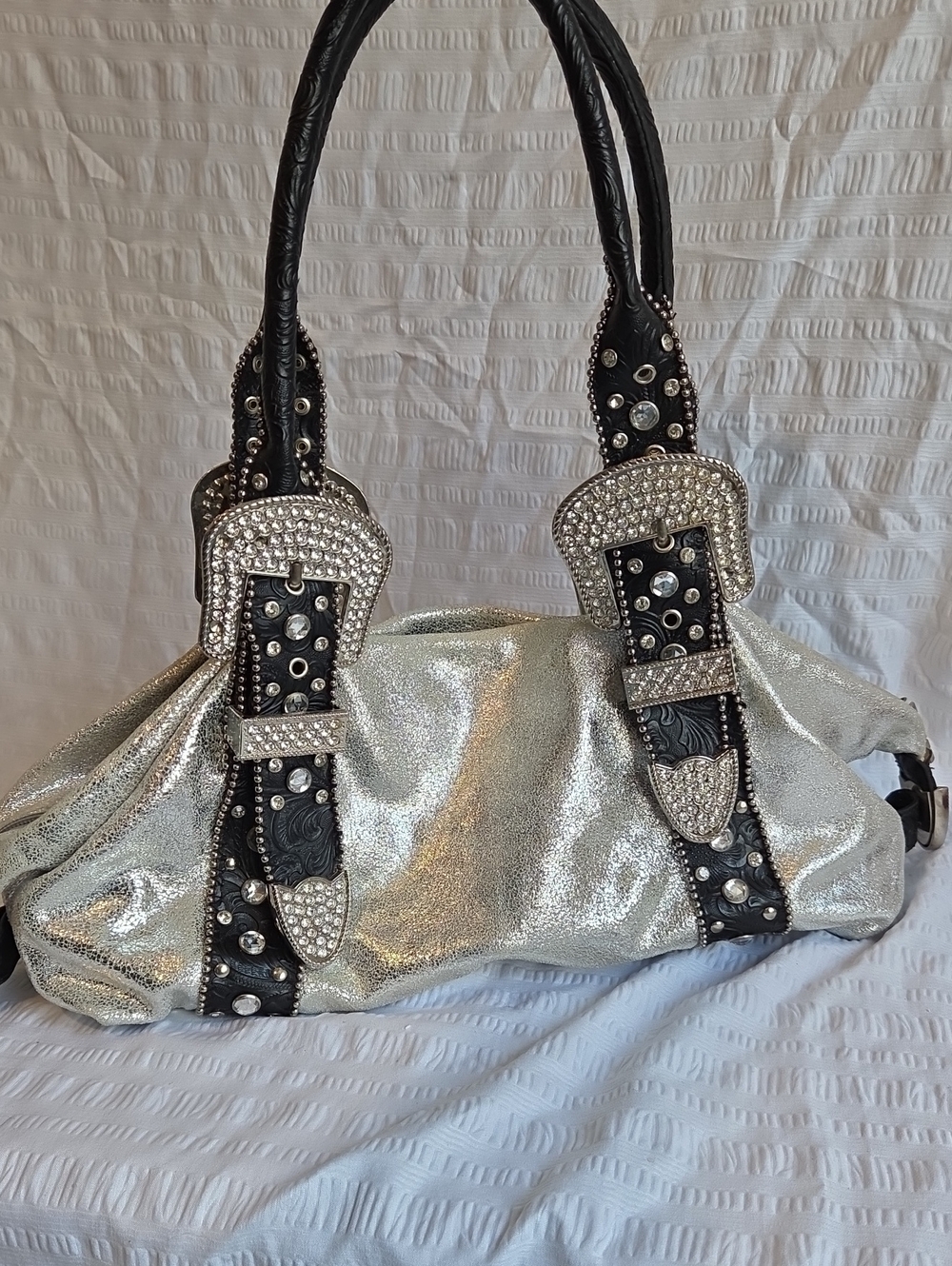Silver Leather Charm and Luck handbag